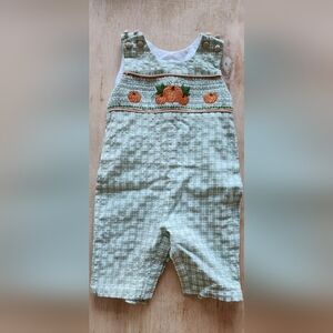 Sage Green Plaid Pumpkin Smocked